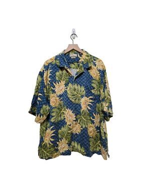 Pusser's Island Reserve Silk Floral Hawaiian Casual Button Down Shirt Sz XL